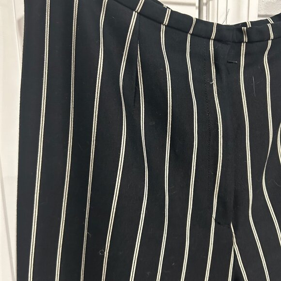 Striped Wide Leg Pants Black White Flat Front Career Work Business Casual - Picture 4 of 7
